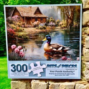 Bits & Pieces Puzzle Large Pieces LOUISIANA CABIN 300 Piece MALLARD DUCK